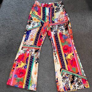 Vibrant Multicolor Wide Leg Pants - Bold Floral Print